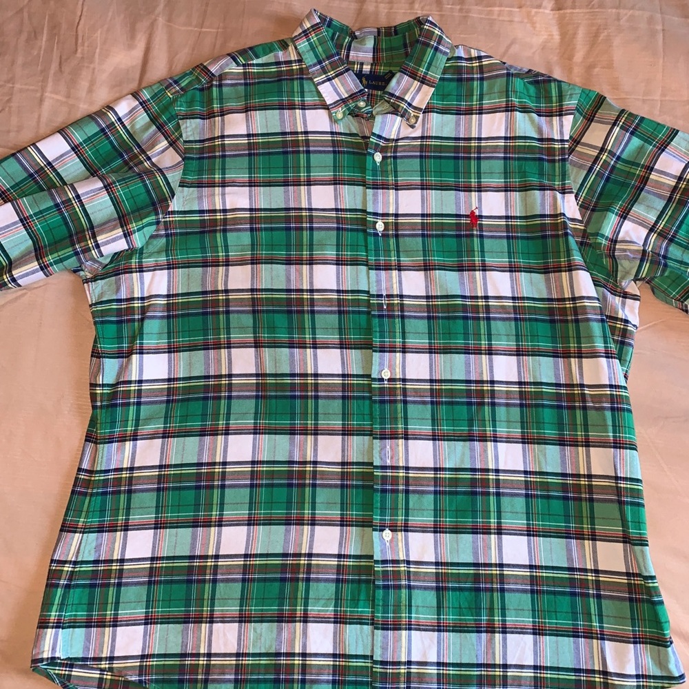 Men’s Polo Plaid Button Down Shirt